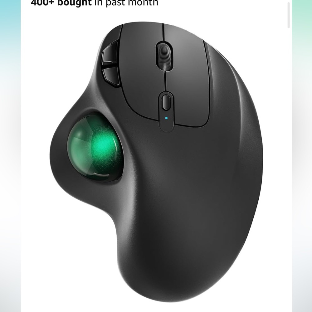 Ergonomic Black Wireless Trackball Mouse